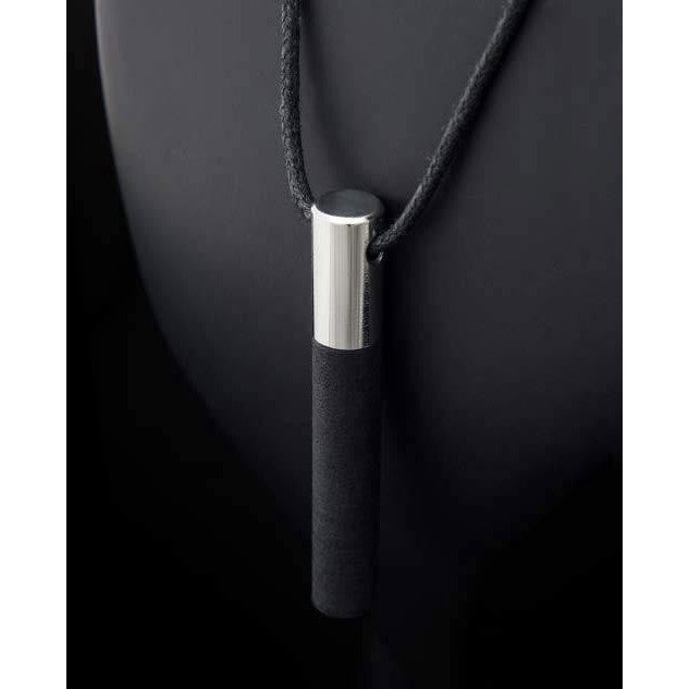 Lockstone Plus Steel Pendant With Cotton Necklace & Three Black Stones - Tittup Unique Aromatherapy & Jewellery