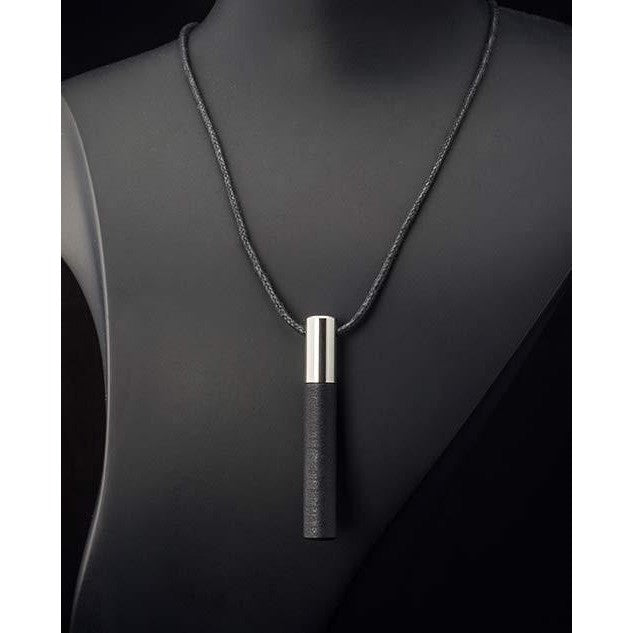 Lockstone Plus Steel Pendant With Cotton Necklace & Three Black Stones - Tittup Unique Aromatherapy & Jewellery