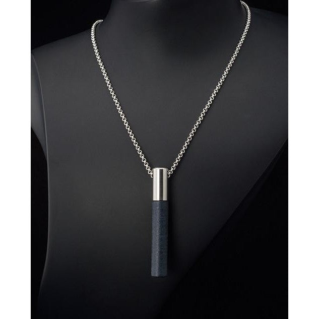 Lockstone Plus Steel Pendant With Chain & Three Black Stones - Tittup Unique Aromatherapy & Jewellery