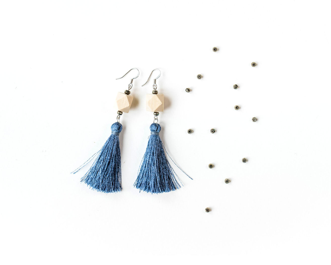 Pyrite Tassel Earrings with Nickel-Free Surgical Steel Silver - Tittup Unique Aromatherapy & Jewellery