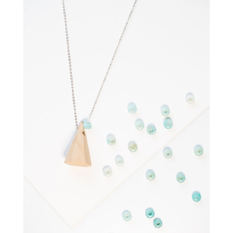 Mountain Wood and Gemstone Pendant on Silver Chain